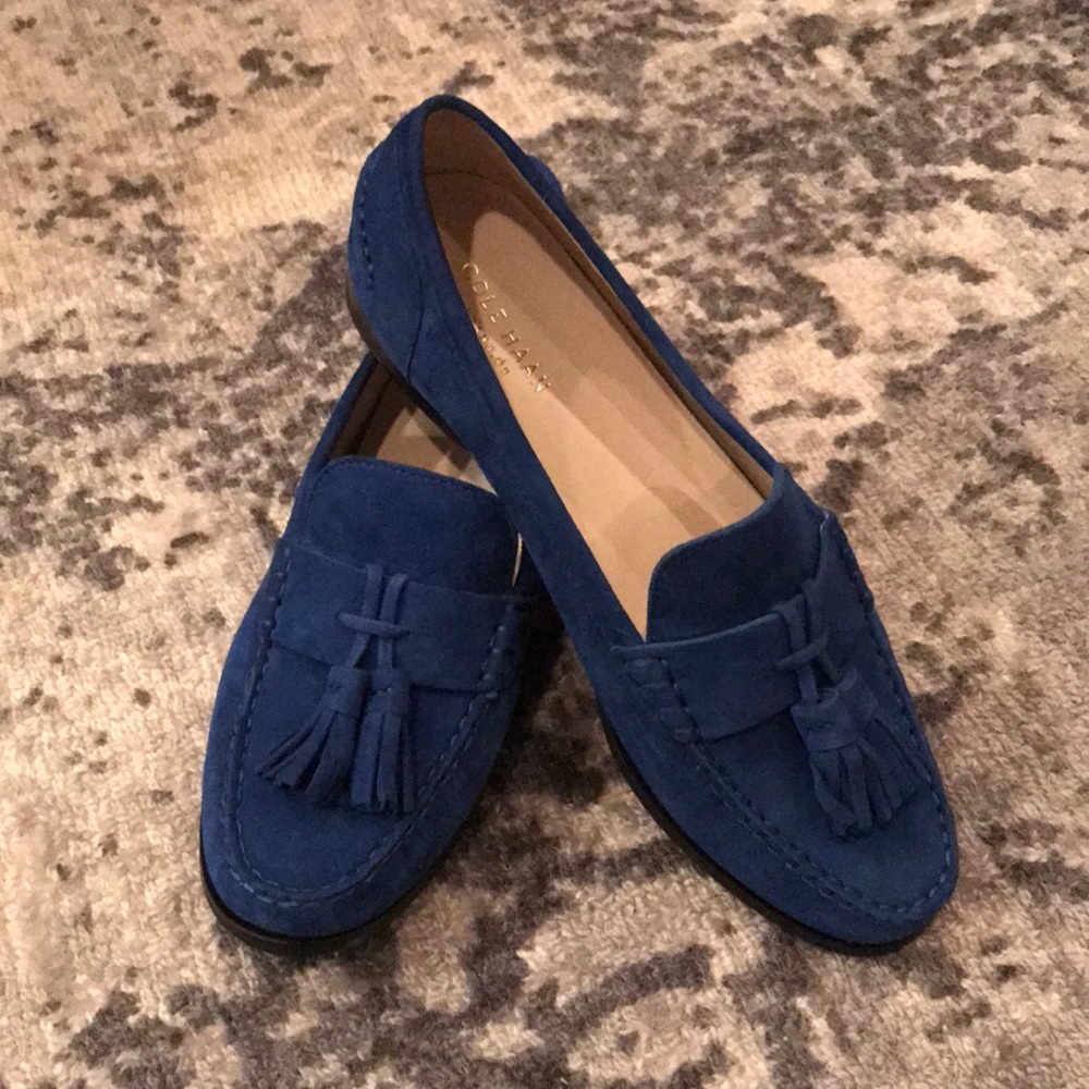 Cole Haan Blue Suede Loafers NWOB